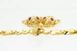 25 - Hoog gehalte (22 Krt) gouden fantasie collier met dubbele Kikker hanger kopen? Bied vanaf 790!