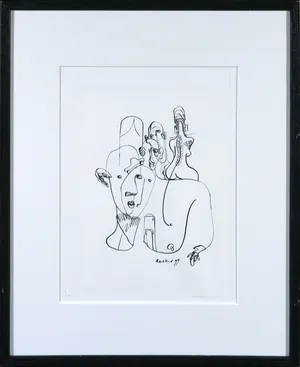 Rachid Ben Ali - Inkttekening, Zonder titel - Ingelijst kopen? Bied vanaf 100!