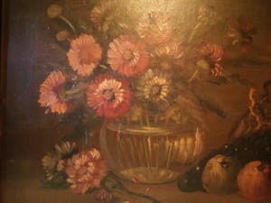 Niet of onleesbaar gesigneerd - Hollandse School (20e eeuw ) - Stilleven "bloemen en fruit" kopen? Bied vanaf 1!