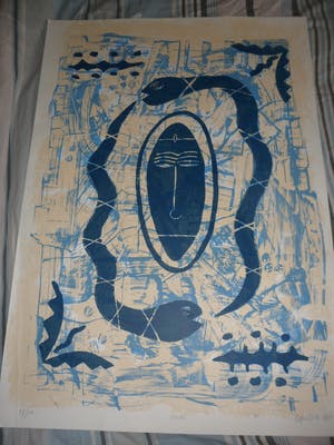 Bettina Lopetro - Zeefdruk, titel, "Snake ". kopen? Bied vanaf 10!