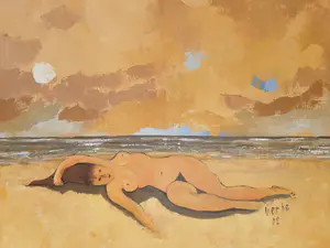 Niet of onleesbaar gesigneerd - Naakt op strand kopen? Bied vanaf 1!