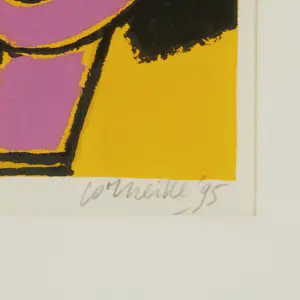Corneille - Dame en vis (1995) met prachtige lijst. Kan zo op de muur! kopen? Bied vanaf 299!