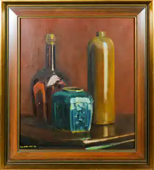 Hubert van Hille - Olieverf op doek, Stilleven - Ingelijst verkocht voor € 51!