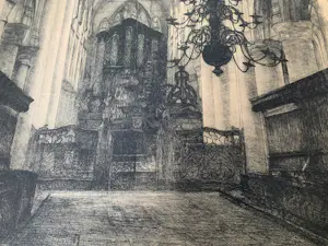 Antoon Derkzen van Angeren - Grote Kerk Dordrecht - grote litho - proef kopen? Bied vanaf 59!