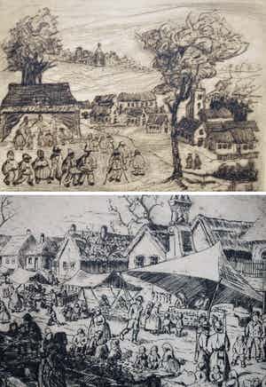 Cor de Wolff - 2 etsen: o.a. Cornettes France, droge naald, oplage 10 verkocht voor € 45!