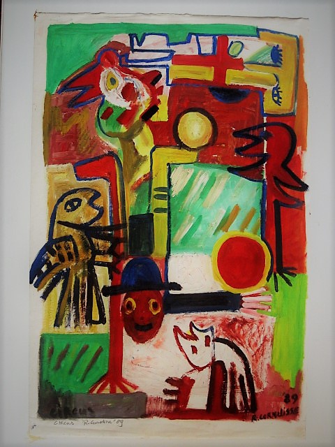 Ruud Cornelisse - Karakteristiek expressionistisch Acrylverf "Circus" 1989 GROOT! verkocht voor € 65!