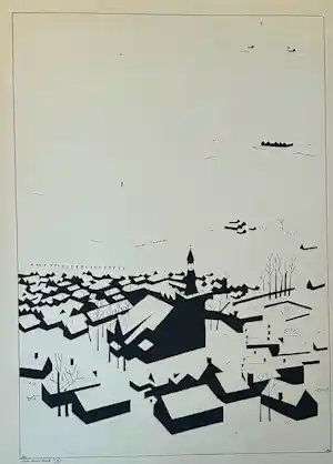 Hendrik Valk - Stad in de sneeuw verkocht voor € 150!