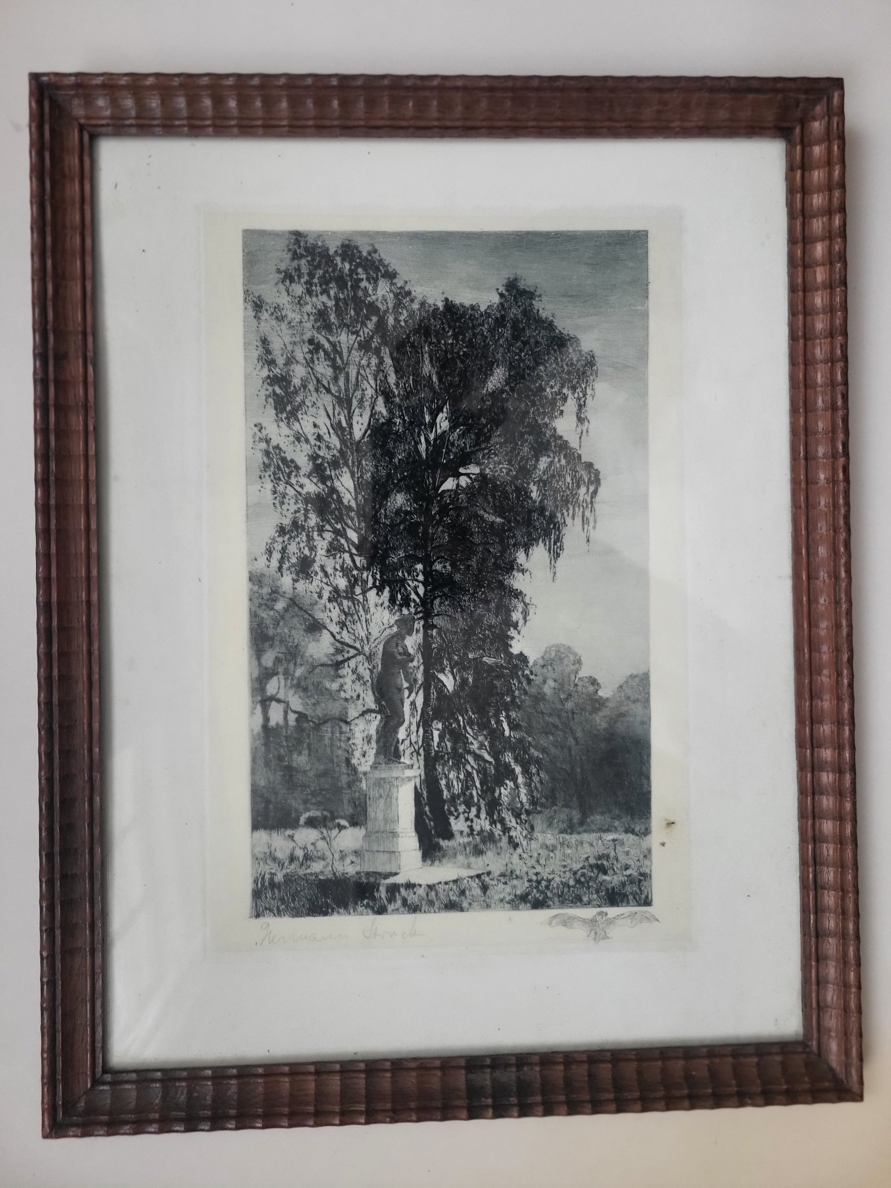 Hermann Struck - Tuin landschap met beeld van naakte dame - circa 1920 kopen? Bied vanaf 125!