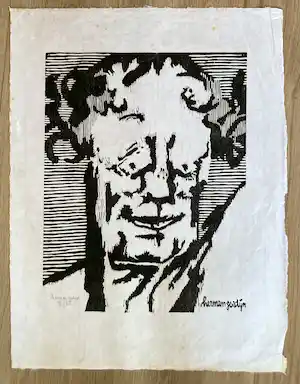 Herman Gordijn - “Zelfportret” houtsnede verkocht voor € 45!
