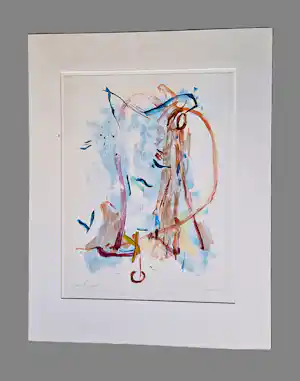 Ron Gennisse - in zeer kleine (10) oplage gemaakte kleuren litho "Engel V" kopen? Bied vanaf 45!