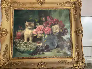 Alphonse Muraton - Floraal stilleven met kat kopen? Bied vanaf 450!