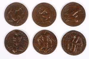 Oswald Wenckebach - Serie van 6 bronzen penningen, Op het Verzet 1940-1945 verkocht voor € 120!