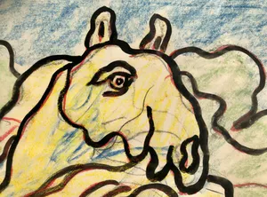 Jan Sierhuis - Paard - Gouache en Krijt op Papier (Groot ingelijst werk!) kopen? Bied vanaf 275!