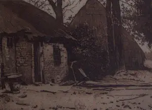 Willem Witsen - Ingelijste ets: Boerderij met schuur in Brabant - 1892 kopen? Bied vanaf 150!