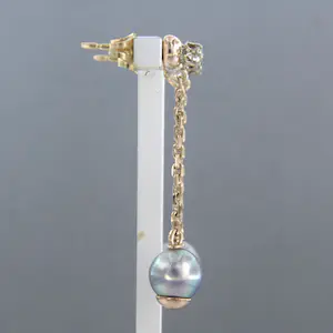 BWG bicolo oorhangers bezet met parel en briljant geslepen diamanten 0,20ct kopen? Bied vanaf 240!