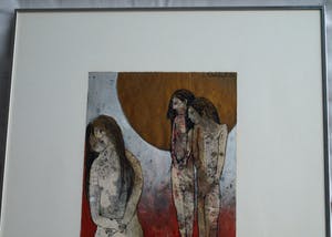 Ans Wortel - Gouache , “Met belangstelling voor.....” - gesigneerd & ingelijst – 1978 kopen? Bied vanaf 350!