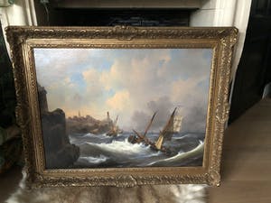 Govert van Emmerik - Schepen op een woeste zee kopen? Bied vanaf 500!