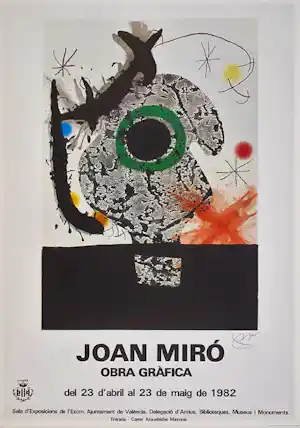 Joan Miro - Kleurenoffset-litho OBRA GRAFICA uit 1982 (zeldzaam) verkocht voor € 75!