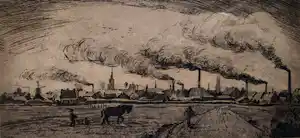 Hendrik de Laat - Gezicht op Tilburg - 1927 verkocht voor € 72!