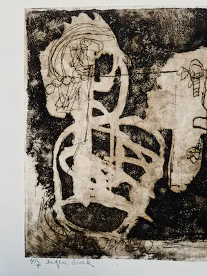 Jan Montyn - Grote monochrome - eigen druk - 1961 Ets "God verbannen" kleine oplage (4/7) kopen? Bied vanaf 110!
