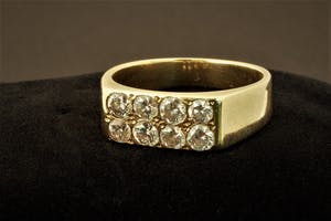Diamanten geelgouden pavé herenring - 8 stenen tot. ca. 1.40ct - 14k geelgoud kopen? Bied vanaf 460!