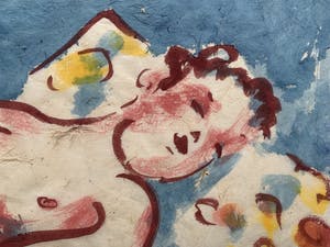 Eddy Varekamp - aquarel op Japans papier | 'Model 8' | 1986 kopen? Bied vanaf 80!