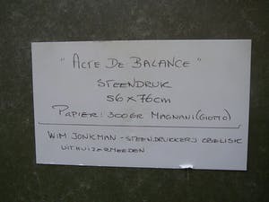 Wim Jonkman - Acte De Balance -grote steendruk- kopen? Bied vanaf 1!