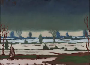 Willem Bol - Winterlandschap met ondergelopen land kopen? Bied vanaf 500!
