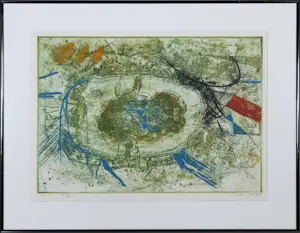 Chabab Tayefeh Mohajer - Kleuren ets, Zonder titel - Ingelijst kopen? Bied vanaf 50!