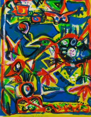 Gertie Janssen - Gouache en potlood op papier, Drieluik, I, II, III - Ingelijst kopen? Bied vanaf 70!