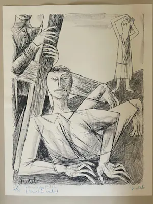 Marcel Notebaert - 8 zwart-wit tekeningen van figuren en taferelen. kopen? Bied vanaf 280!