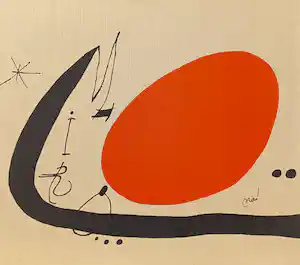 Joan Miro - Ma de proverbis, litho op synthetisch canvas (mooi ingelijst) verkocht voor € 346!