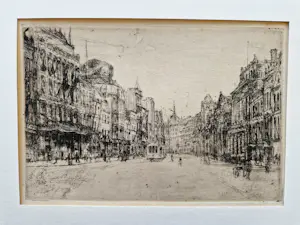 Niet of onleesbaar gesigneerd - omstreeks 1920 - Ets - Amsterdam nieuwezijds voorburgwal - gesigneerd kopen? Bied vanaf 10!