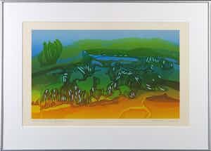 Harr Scheffer - Linosnede, Lange streep - Ingelijst verkocht voor € 40!