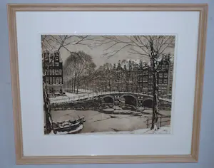 Cornelis Brandenburg - Leidsegracht - Amsterdam - grote ets - nr.25 - ingelijst kopen? Bied vanaf 100!