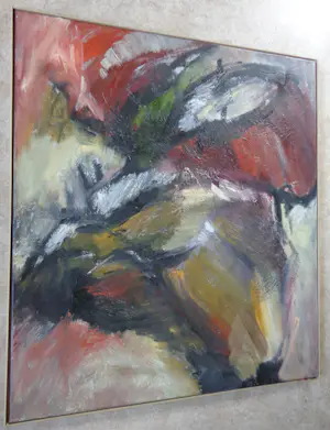 Ineke van Koningsbruggen - BEWEGING VAN HET LAND / OLIEVERF DOEK / 102x92cm / KADER / SIG / 1987 kopen? Bied vanaf 195!