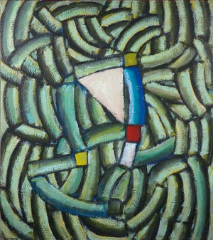 Jacques van Alphen - Olieverf op doek, Postmodernistische Hommage aan Malevich - Ingelijst kopen? Bied vanaf 1!
