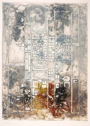 Rene Mels - Aquatint en reliëfdruk, Demeure successive verkocht voor € 70!