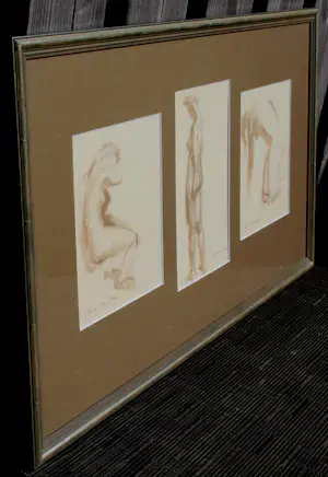 Sierk Schroder - 3 bruine krijttekeningen: 'Naaktstudies' kopen? Bied vanaf 199!
