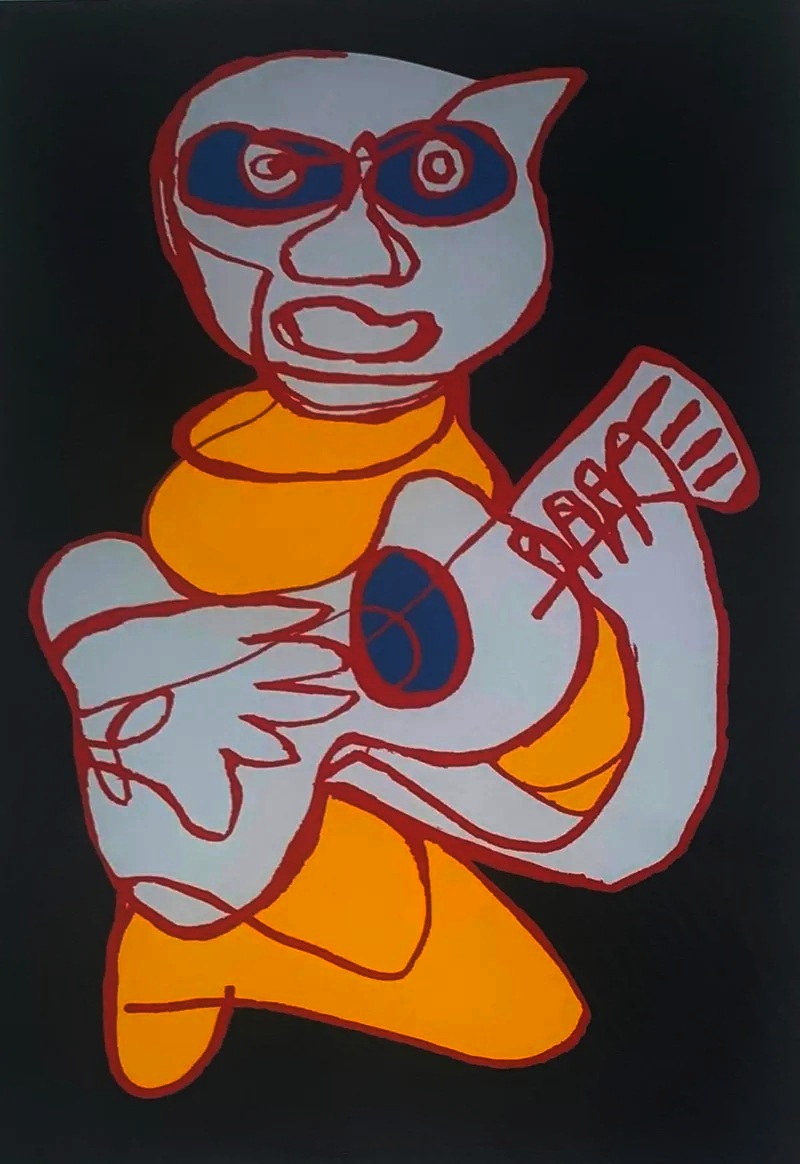 Karel Appel - Ingelijste zeefdruk: Cool Hand Luke/singing hands kopen? Bied vanaf 1250!