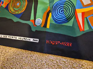Friedensreich Hundertwasser - Le jardin des morts heureux Zeefdruk op viscose, Le jardin des morts heureux kopen? Bied vanaf 50!