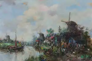Theodorus van Oorschot - Landschap met molens kopen? Bied vanaf 200!