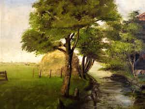 Pol Craps - Sfeervol olieverf - Belgisch impressionisme "Pajotten-landschap" gesigneerd verkocht voor € 65!
