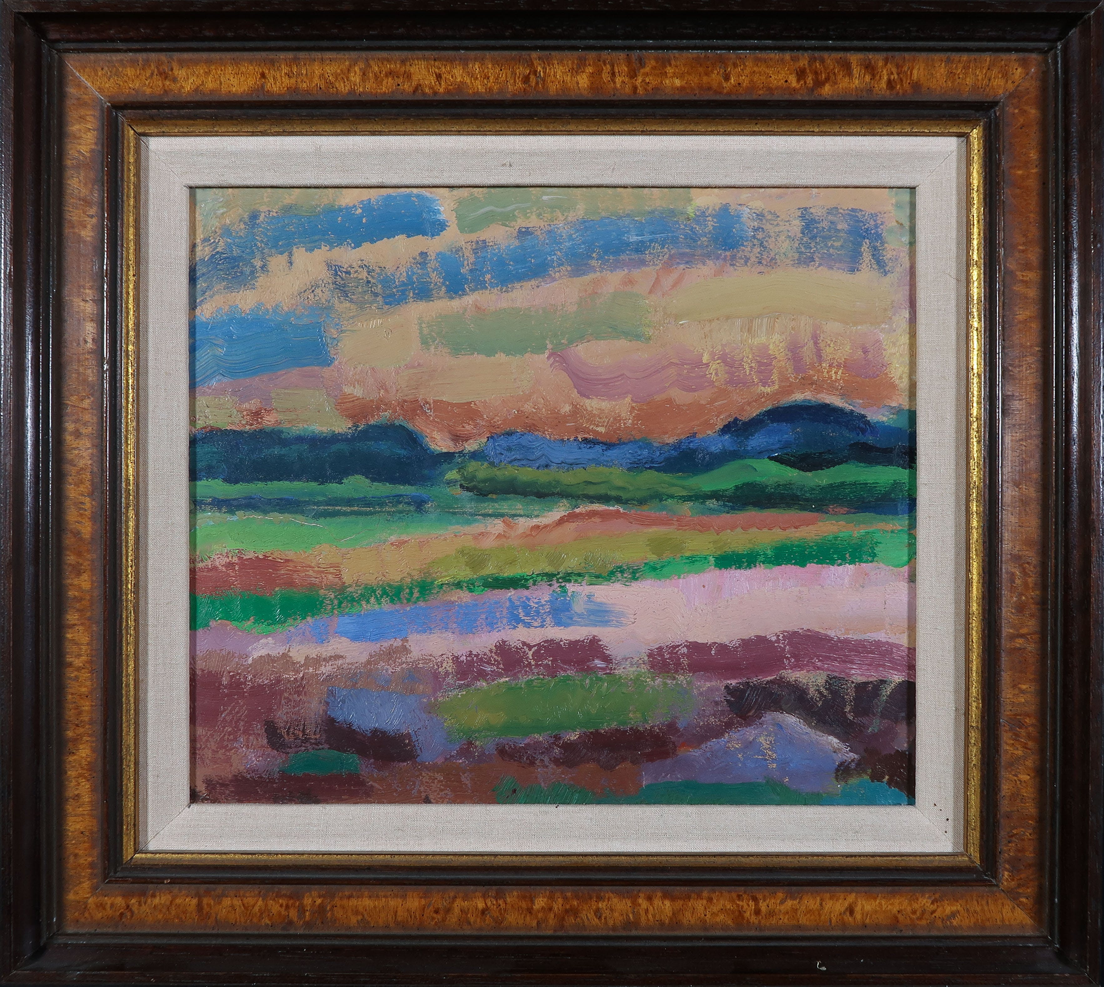 Else van der Feer Lader-Lohmann - Olieverf Marouflé, Landschap - Ingelijst verkocht voor € 400!