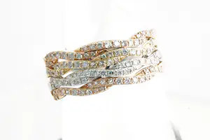 NV(75)- Exclusieve EFFY HEMATIAN 14 Krt tricolor fantasie ring - 0.50ct diamant kopen? Bied vanaf 780!