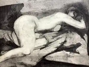 Walter Barten - Vrouwelijk naakt - ets verkocht voor € 75!