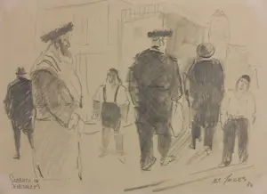 Ies Jacobs - Potlood op papier, Sabbath in Jerusalem kopen? Bied vanaf 100!