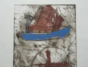 Anton Heyboer - "Boot met kompas" - Ets met kleur Hahnemühle papier - 53 x 40 cm. kopen? Bied vanaf 150!