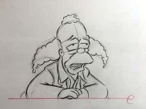 Matt Groening - originele tekening, Krusty The Clown, The Simpsons + ingelijst + certificaat verkocht voor € 50!