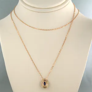 14k  gouden collier en hanger met saffier en briljant geslepen diamant kopen? Bied vanaf 250!